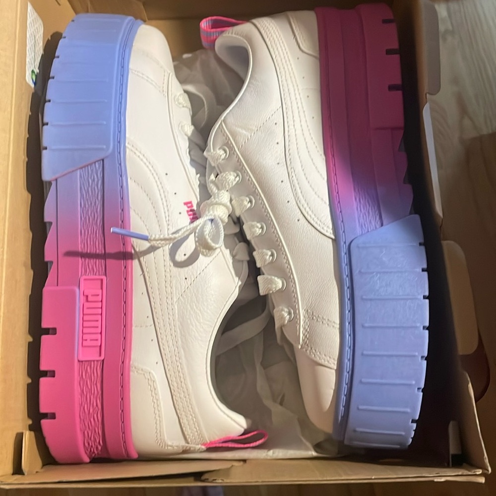 White Puma platform leather sneakers